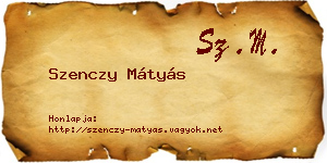 Szenczy Mátyás névjegykártya
