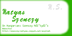 matyas szenczy business card